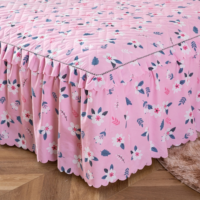 91家纺网 家纺一手货源 找家纺 纽缦 2020新款加厚磨毛单件夹棉床裙 漫漫花香