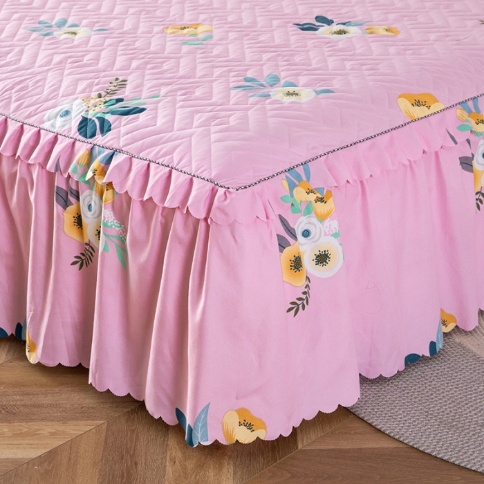 91家纺网 家纺一手货源 找家纺 纽缦 2020新款加厚磨毛单件夹棉床裙 美丽人生