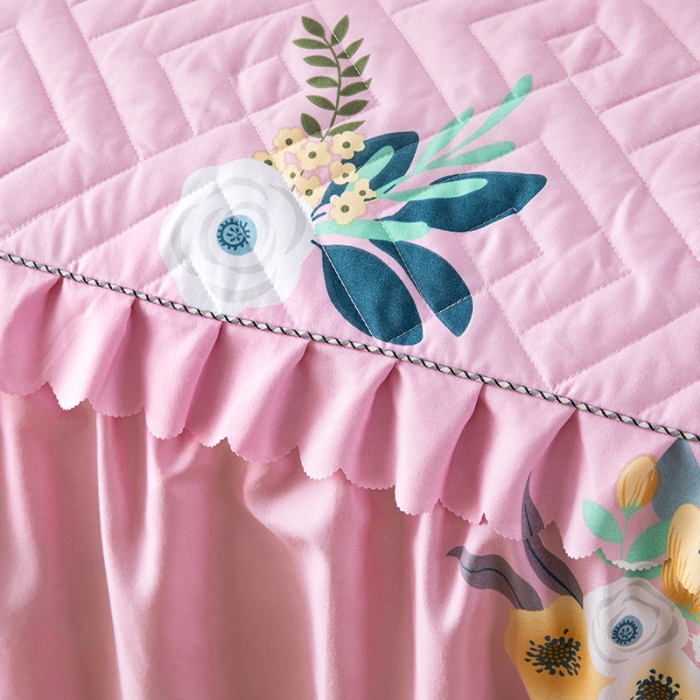 91家纺网 家纺一手货源 找家纺 纽缦 2020新款加厚磨毛单件夹棉床裙 美丽人生