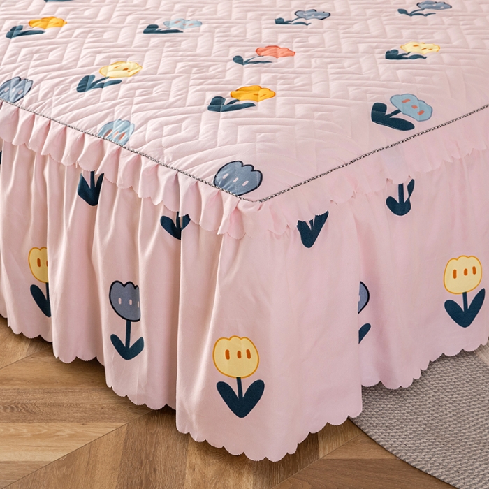 91家纺网 家纺一手货源 找家纺 纽缦 2020新款加厚磨毛单件夹棉床裙 梦想秀粉