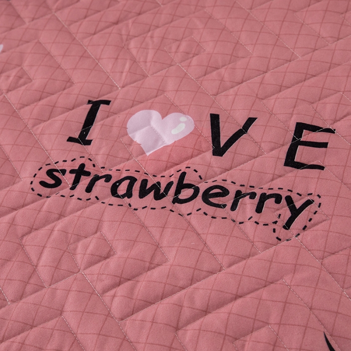 91家纺网 家纺一手货源 找家纺 纽缦 2020新款加厚磨毛单件夹棉床裙 迷情草莓