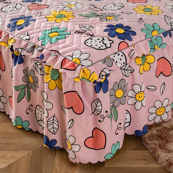 91家纺网 家纺一手货源 找家纺 纽缦 2020新款加厚磨毛单件夹棉床裙 轻歌时光