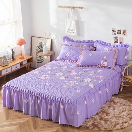 91家纺网 家纺一手货源 找家纺 纽缦 2020新款加厚磨毛单件夹棉床裙 幽香入梦