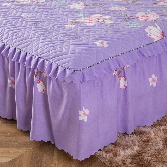 91家纺网 家纺一手货源 找家纺 纽缦 2020新款加厚磨毛单件夹棉床裙 幽香入梦