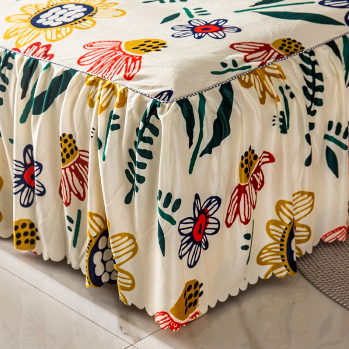 91家纺网 家纺一手货源 找家纺 纽缦 2020新款绒单层床裙 花花世界