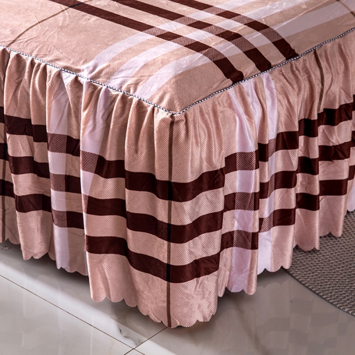 91家纺网 家纺一手货源 找家纺 纽缦 2020新款绒单层床裙 花格子