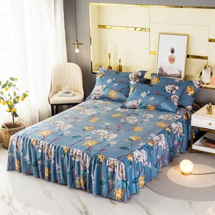 纽缦 2020新款绒单层床裙 繁花洛洛