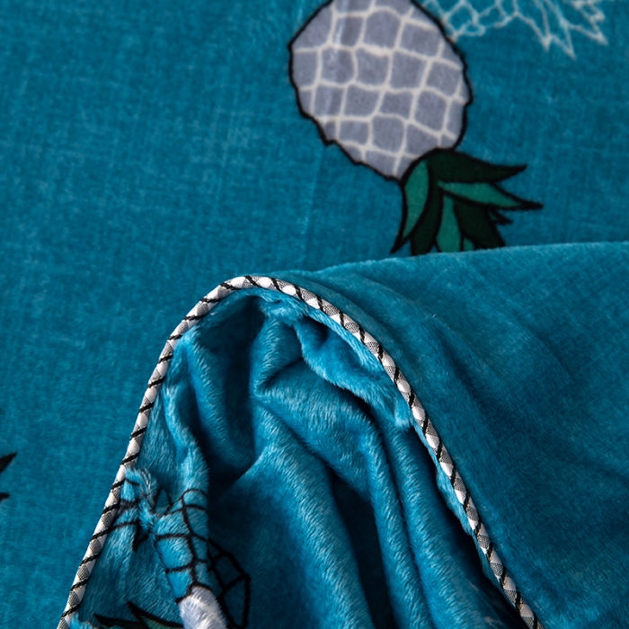 91家纺网 家纺一手货源 找家纺 纽缦 2020新款绒单层床裙 菠萝蜜蓝