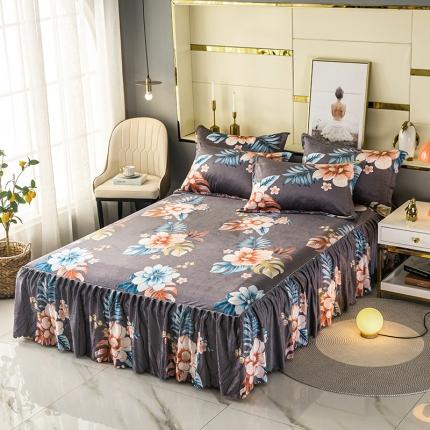 纽缦 2020新款绒单层床裙 花颜灰