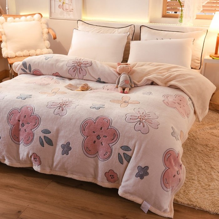 91家纺网 家纺一手货源 找家纺 甜之梦2025新款310g雪花绒单品多功能毛毯被套 锦上添花