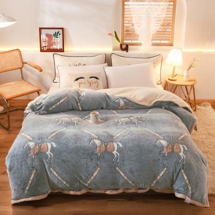 甜之梦2025新款310g雪花绒单品多功能毛毯被套 马到成功