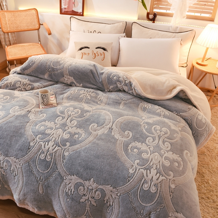 91家纺网 家纺一手货源 找家纺 甜之梦2025新款310g雪花绒单品多功能毛毯被套 欧式经典