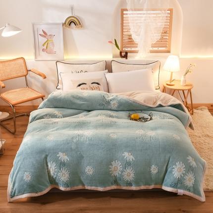 甜之梦2025新款310g雪花绒单品多功能毛毯被套 浅绿之花