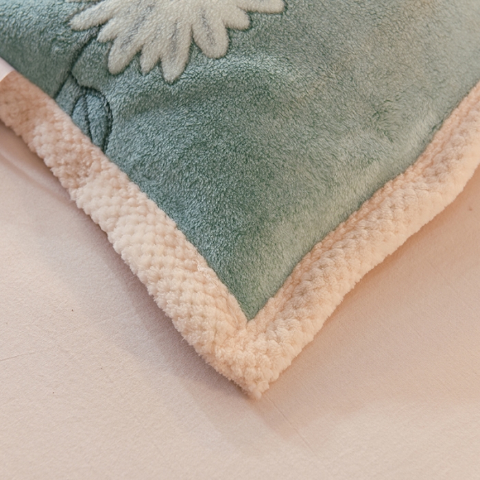 91家纺网 家纺一手货源 找家纺 甜之梦2025新款310g雪花绒单品多功能毛毯被套 浅绿之花