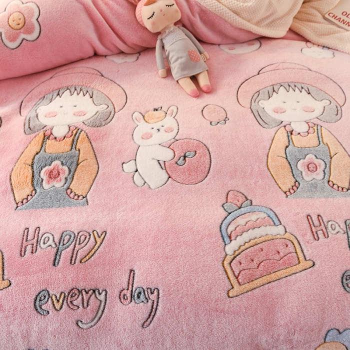 91家纺网 家纺一手货源 找家纺 甜之梦 2025新款310g雪花绒单品多功能毛毯被套 小丸子