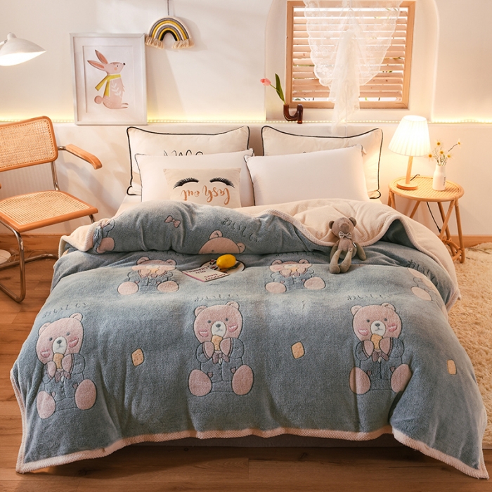91家纺网 家纺一手货源 找家纺 甜之梦2025新款310g雪花绒单品多功能毛毯被套 小熊维尼
