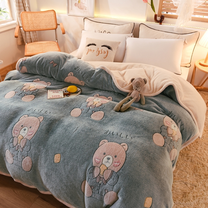91家纺网 家纺一手货源 找家纺 甜之梦2025新款310g雪花绒单品多功能毛毯被套 小熊维尼