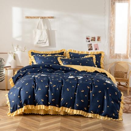 91家纺网 家纺一手货源 找家纺 纽缦 2020新款加厚磨毛床单款四件套 彩虹小镇