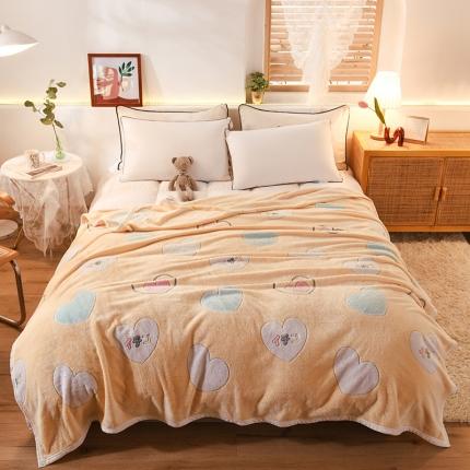 甜之梦 2025新款310g雪花绒单品毛毯 爱心圈