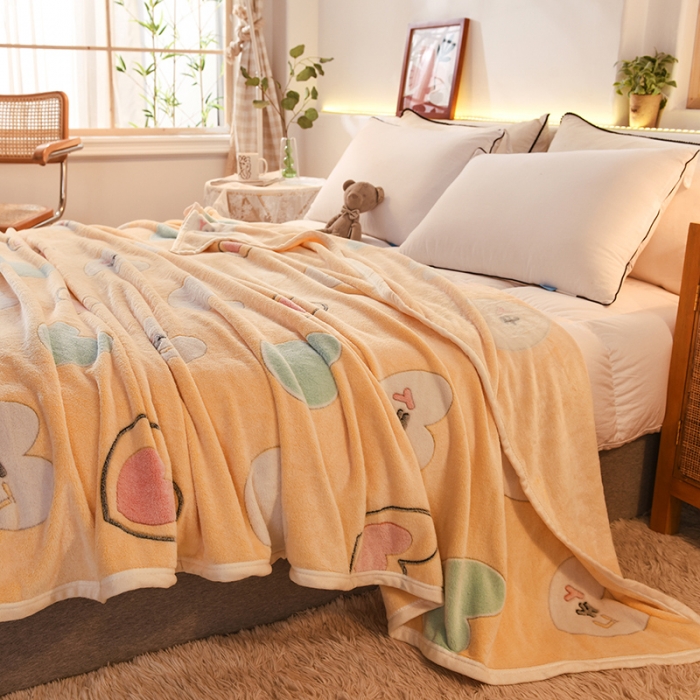 91家纺网 家纺一手货源 找家纺 甜之梦 2025新款310g雪花绒单品毛毯 爱心圈