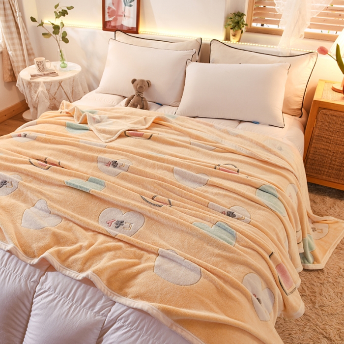 91家纺网 家纺一手货源 找家纺 甜之梦 2025新款310g雪花绒单品毛毯 爱心圈