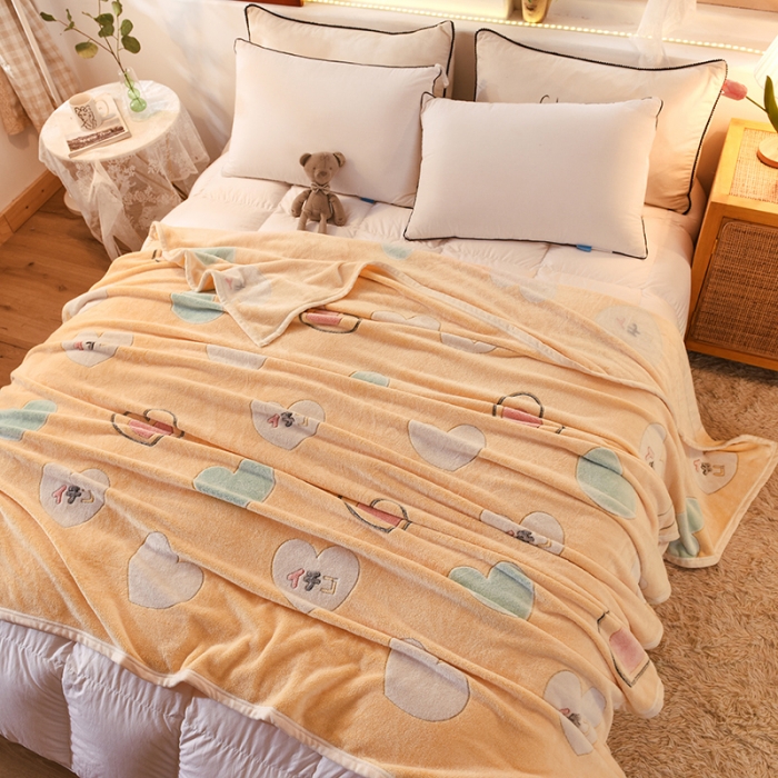 91家纺网 家纺一手货源 找家纺 甜之梦 2025新款310g雪花绒单品毛毯 爱心圈