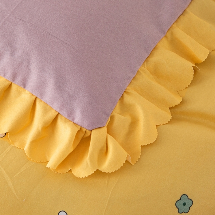 91家纺网 家纺一手货源 找家纺 纽缦 2020新款加厚磨毛床单款四件套 楚楚花颜豆沙