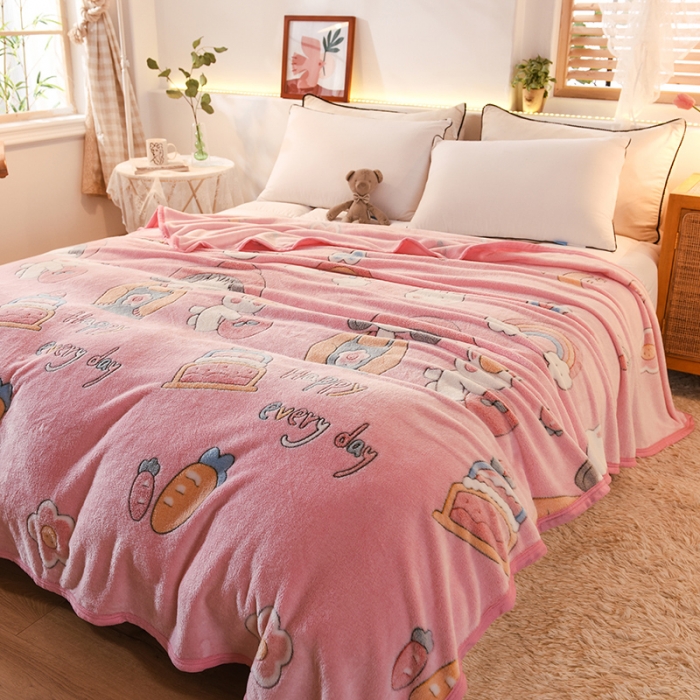 91家纺网 家纺一手货源 找家纺 甜之梦 2025新款310g雪花绒单品毛毯 小丸子