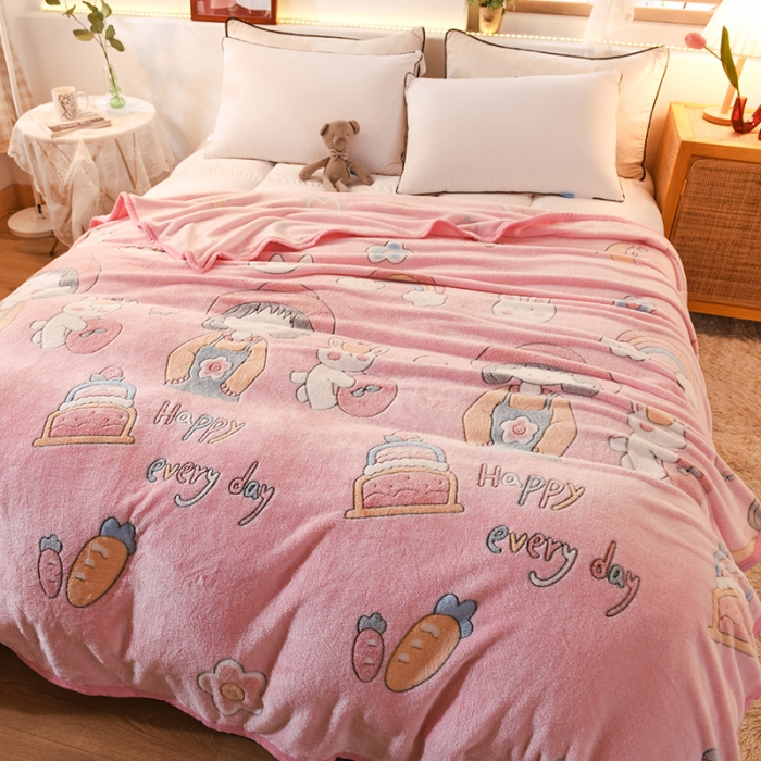 91家纺网 家纺一手货源 找家纺 甜之梦 2025新款310g雪花绒单品毛毯 小丸子