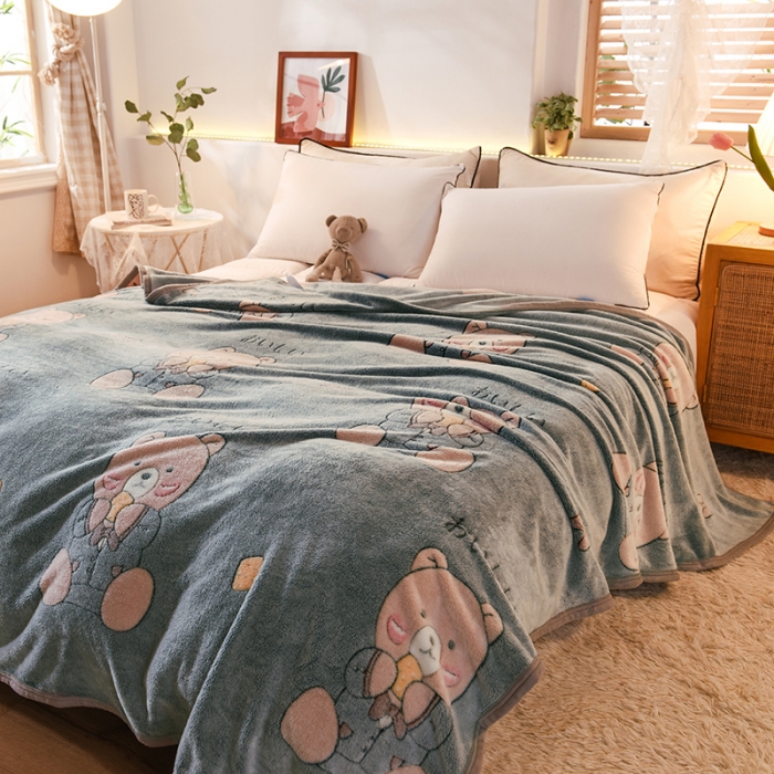 91家纺网 家纺一手货源 找家纺 甜之梦 2025新款310g雪花绒单品毛毯 小熊维尼