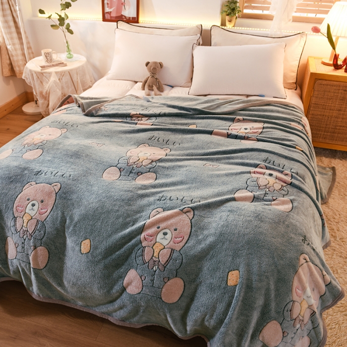 91家纺网 家纺一手货源 找家纺 甜之梦 2025新款310g雪花绒单品毛毯 小熊维尼