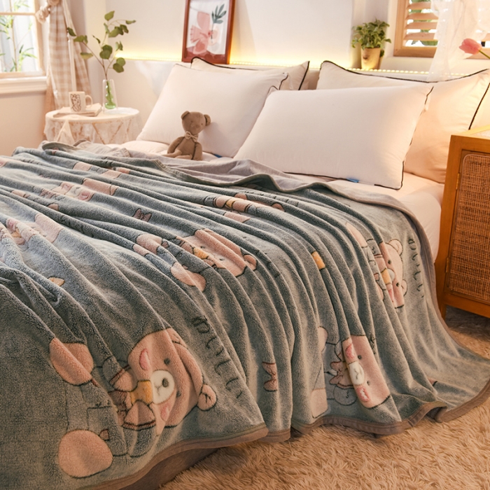 91家纺网 家纺一手货源 找家纺 甜之梦 2025新款310g雪花绒单品毛毯 小熊维尼