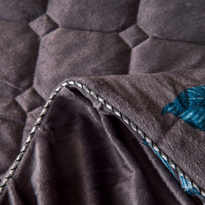 91家纺网 家纺一手货源 找家纺 纽缦 2020新款绒夹棉床裙 花颜灰