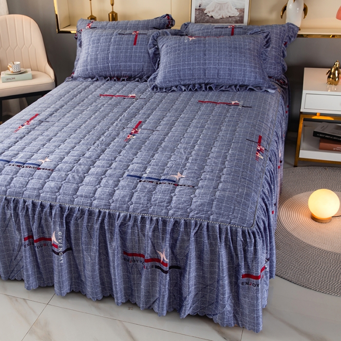 91家纺网 家纺一手货源 找家纺 纽缦 2020新款绒夹棉床裙 郡布里