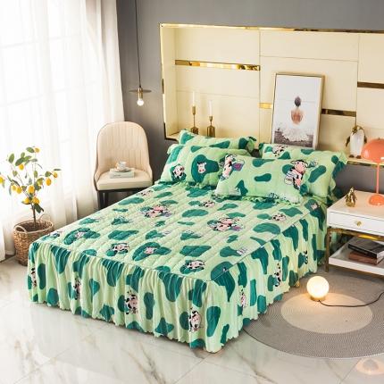 纽缦 2020新款绒夹棉床裙 奶牛块