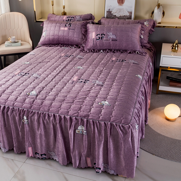 91家纺网 家纺一手货源 找家纺 纽缦 2020新款绒夹棉床裙 小象