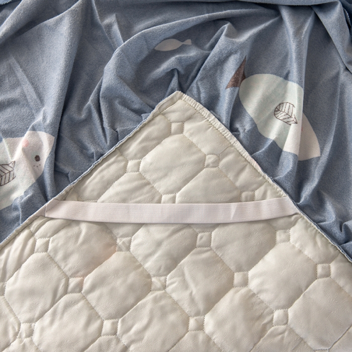 91家纺网 家纺一手货源 找家纺 纽缦 2020新款绒夹棉床裙 鱼水深情天蓝