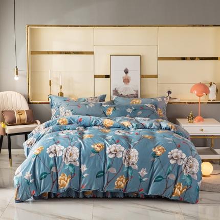 91家纺网 家纺一手货源 找家纺 （总）纽缦 2020新款绒单层床裙四件套