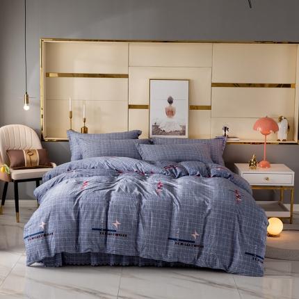 91家纺网 家纺一手货源 找家纺 纽缦 2020新款绒单层床裙四件套 郡布里