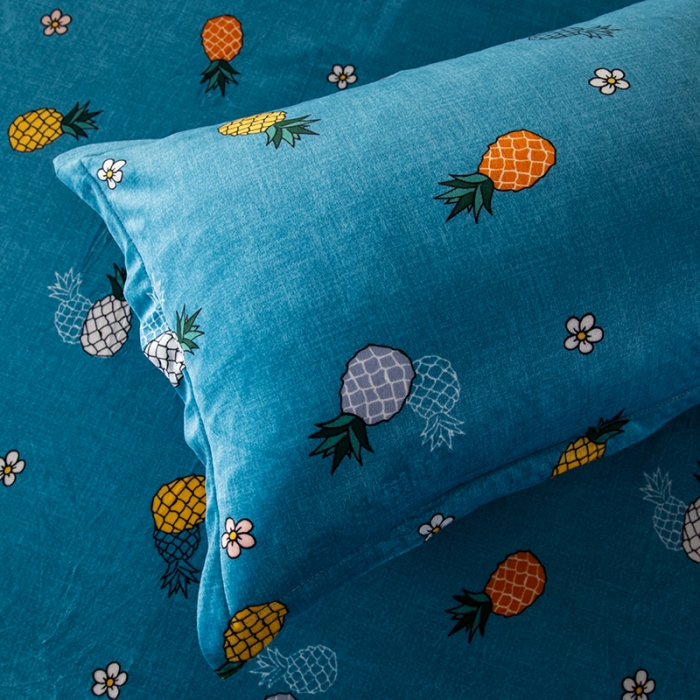 91家纺网 家纺一手货源 找家纺 纽缦 2020新款绒单层床裙四件套 菠萝蜜蓝