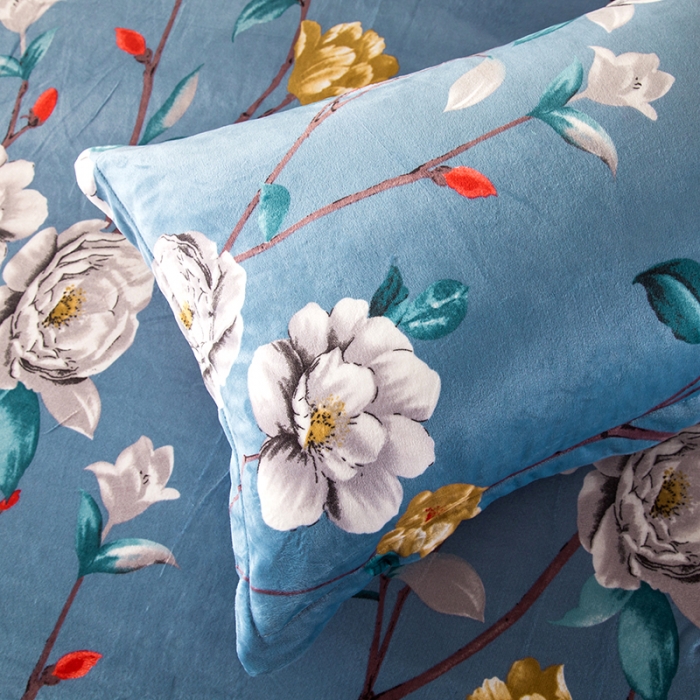 91家纺网 家纺一手货源 找家纺 纽缦 2020新款绒单层床裙四件套 繁花洛洛