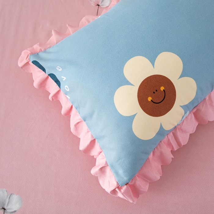 91家纺网 家纺一手货源 找家纺 纽缦 2020新款加厚磨毛床单款四件套 楚楚花颜蓝