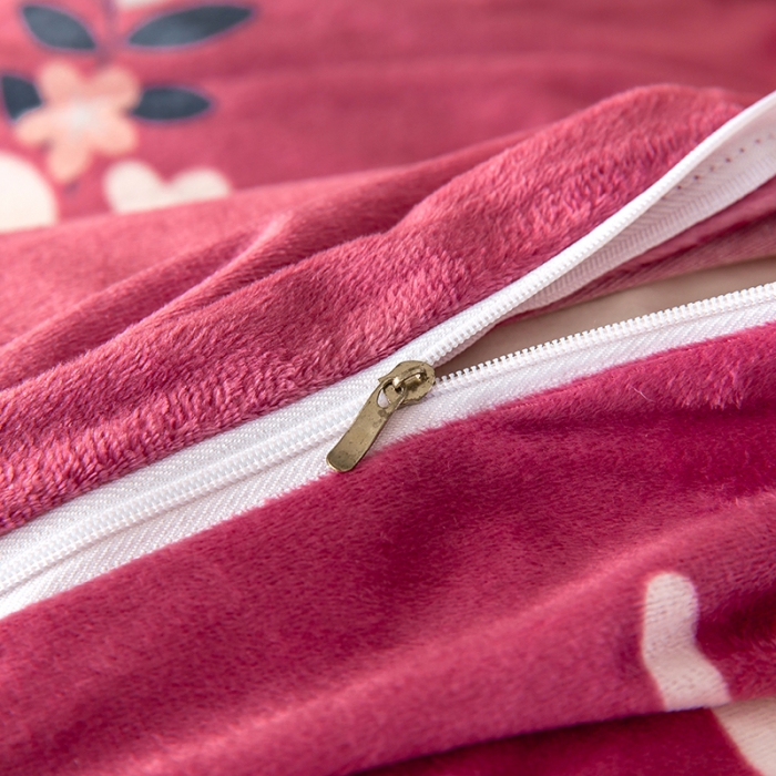 91家纺网 家纺一手货源 找家纺 纽缦 2020新款绒单层床裙四件套 花儿与鹿豆沙