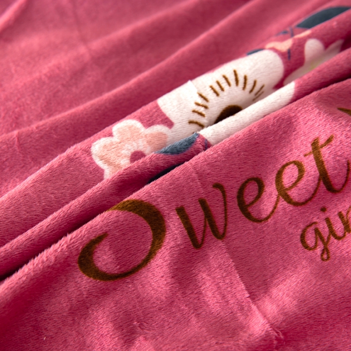 91家纺网 家纺一手货源 找家纺 纽缦 2020新款绒单层床裙四件套 花儿与鹿豆沙