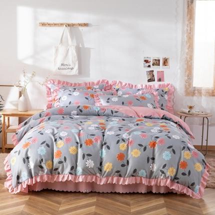 纽缦 2020新款加厚磨毛床单款四件套 豆蔻年华