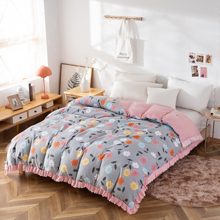 91家纺网 家纺一手货源 找家纺 纽缦 2020新款加厚磨毛床单款四件套 豆蔻年华