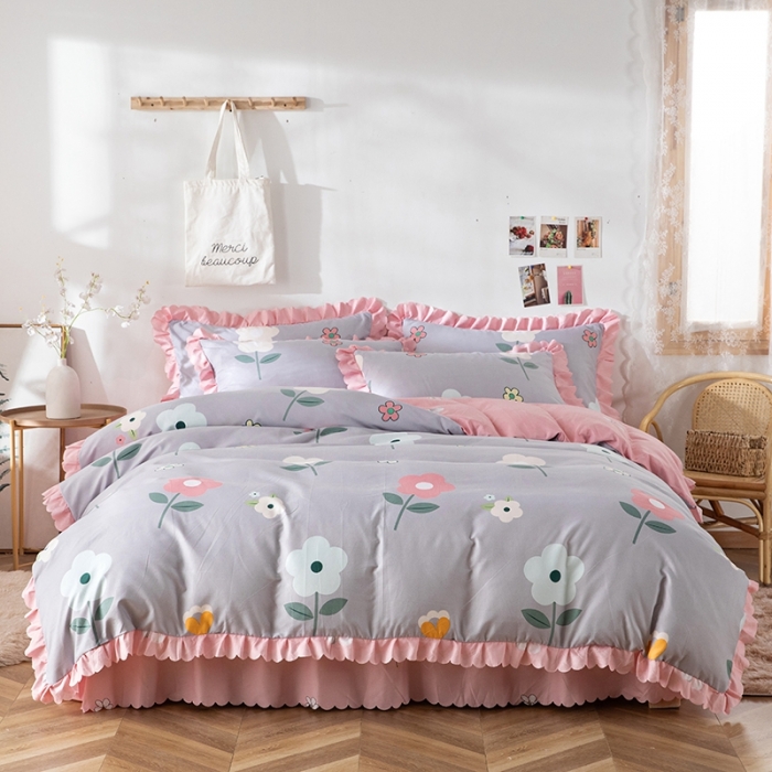 91家纺网 家纺一手货源 找家纺 纽缦 2020新款加厚磨毛床单款四件套 芳菲年华