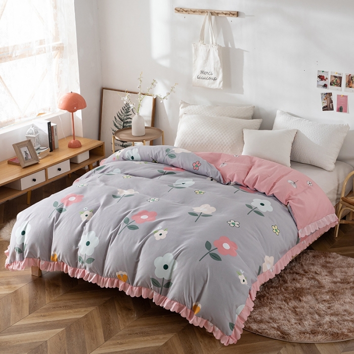 91家纺网 家纺一手货源 找家纺 纽缦 2020新款加厚磨毛床单款四件套 芳菲年华