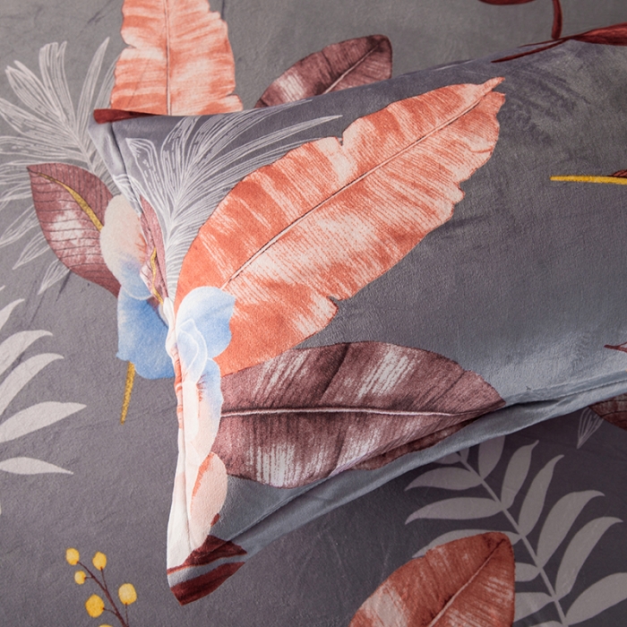 91家纺网 家纺一手货源 找家纺 纽缦 2020新款绒单层床裙四件套 花语灰