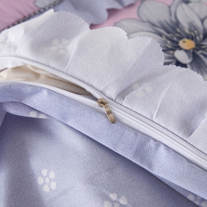 91家纺网 家纺一手货源 找家纺 纽缦 2020新款加厚磨毛床单款四件套 梦幻花田粉